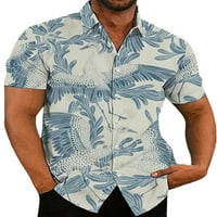 Paille muške bluze rever na vratu Kratki rukav Summer Majice Havajska plaža Majica Blue XL