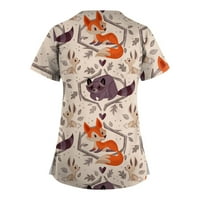 Ženski bluze V-izrez Ženska radna odjeća Grafički otisci TEE kratki rukav ljetni vrhovi Brown l