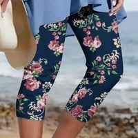 Obrezane hlače Žene žene Ženske atletičke obrezive hlače Cvjetne ispisa casual elastične struke plaže