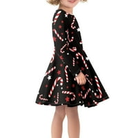Binienty Black Cane Candy haljine za djevojčice Dječji božićni ružni ružni Xmas Trendy Party Wear poliestera
