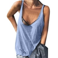 Ženska ljetna modna košulja Casual Chiffone Majica bez rukava Elegantna solidna U Neck Sports Top Bluze