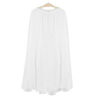 Outfmvch White Haljina elastična struka Šifon Dugi Maxi Haljina na plaži Bijele ženske haljine