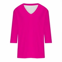 Levmjia Womens Ljeto rukavi vrhovi zazor trendy V-izrez Solid Colore labav bluuset casual t-shir