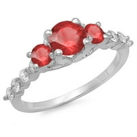 Kolekcija DazzlingRock 14k okrugli rubin i bijeli dijamantski ženski montirani kamen zaručni prsten,