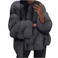 Virmaxy Womens plemenita luksuzna FO FO kaput plišana jakna plus veličina zimska topla labava postolja