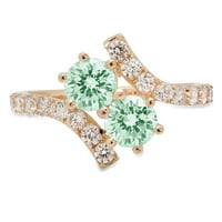 1.98ct okrugli rez zeleni simulirani dijamant 14k žuti zlatni godišnjički angažman prsten veličine 10.5
