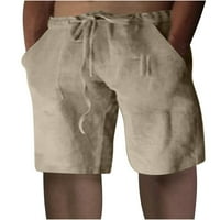 Caveitl Muške atletske kratke hlače, modne muškarče pamučne posteljine casual pantalone gumbi za spajanje