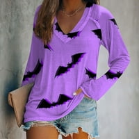 Homchy pulover Top Ženska majica s dugim rukavima V-izrez Print Casual Top