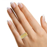 0. CT Okrugli bijeli prirodni dijamantski vjenčani prsten za vjenčanje u 14K žutom zlatu preko srebrne