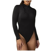 Ženska seksi bodysuit modni patentni zatvarač sa dugim rukavima Mini pasulj za dugih rukava TOP kiperi