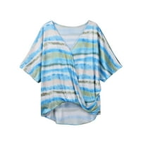 Gaecuw ljetni vrhovi za žene bluze s kratkim rukavima Thers Regularne fit pulover majice T-majice Striped vrhovi V izrez Bluze Ležerne majice Izdržljive težene težene boje