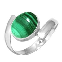 Sterling srebrni prsten za žene - muškarci zeleni originalni malhit dragulja Srebrna prstena Veličina