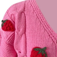 Ženski gumb-down Cardigan jagoda za vez uzorak dugih rukava V-izrez casual džemper