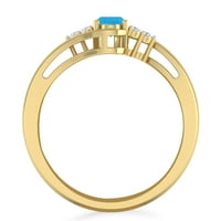 Carat 14k žuti zlatni ovalni plavi topaz i okrugli dijamantni zaručni prsten za žene za žene