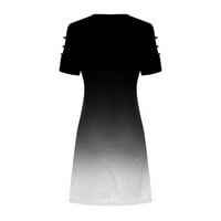 Odeerbi sa ramena haljine za žene casual za mršavljenje povlačenih kratkih rukava haljina crna