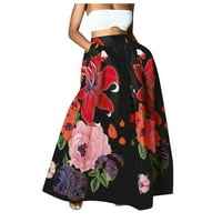 Ljetna haljina Ženska boemska cvjetna suknja za print High Squik Party Pocket Džepne duge Maxi suknje