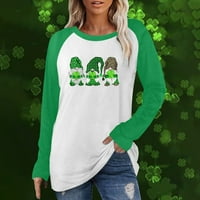 Košulje za žene Trendy grafički tee patuljak Print s vratom s posadom zelenim rukavima XXL