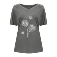 Knosfena ženska ležerna cvjetna ljetna slobodna montaža s kratkim rukavima V rect majica žensko plus