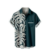 Yuwull Hawaiian tiskana majica za muškarce - tropska kratka rukava na plaži Casual rever-majica na dugme