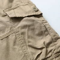Muški teretni kratke hlače opušteno fit casual twill elastic ispod koljena labavi fit multi-džepni kratke