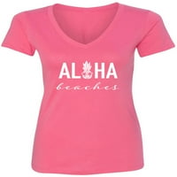 Aloha Plaže Ananas Womens V-izrez majica