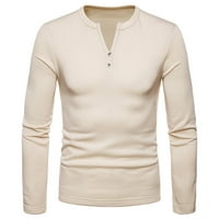 Leey-World Muns majica Muška jesen i zimski multi dugme V izrez Solid Color Design Casual dugih rukava