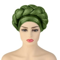 Kašika šešica Modna žena Plealing pletenica Hat ruffle Cancer omotač kapa za spavanje satena obložena kosa za košu za voćne košare, poliesterska vojska zelena