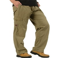 DCoolmoogl Muška labava teretna hlače Elastična struka Solidna boja ravne pantalone za noge