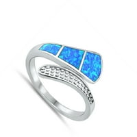 Plavi simulirani Opal mozaički prsten. Sterling Silver Band Cubic cirkonijski nakit ženski veličine