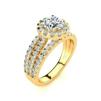 Laboratorij SuperJeweler Carat porastao je halo dijamantski zaručnički prsten u 14K žutom zlatu za žene