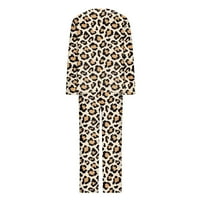 Lounge odjeće USMIXI za žene Pidžame za žene Vintage Leopard Print Dugi rukav Pulover TOP i hlače Postavljaju