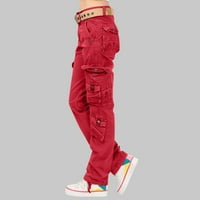 Hlače za žene Žene dame Solice Hlače Hippie punk pantalone Streetwear Jogger džep labav kombinezon duge hlače crvene s