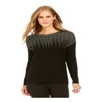 Alfani Womens Metallic Blend Pinstru pulover džemper crni l
