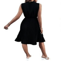 Elegantna čvrstog postolja ovratnika Line haljina bez rukava crna boja ženske haljine