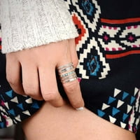 Loopsun prstenovi vintage boemska tirkizni prsten etnički stil graviranje umetnulo gemstone prsten poklon