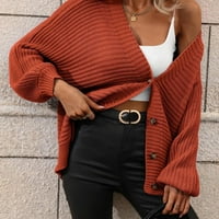 Kardigani za žene Trendy Jesen zimski džemper Čvrsta boja pletena kardigan labav džemper narančasta