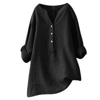 Fnohy ženski vrhovi ljetni čišćenje V-izrez Print casual labav gornji kratki rukav V-izrez bluze