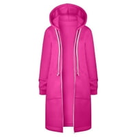 Ženski zimski kaput topla odjeća od jakne kardigan jakna Fleece zimski patentni patentni džep dugi džem vrući ružičasti m