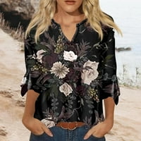 Majice za žene za žene uzorak grafički grafički teški bluze casual plus veličina osnovnih vrhova pulover
