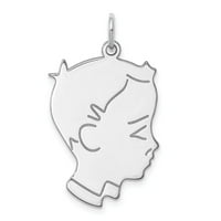 Čvrsti srebrni srebrni ugravaljivi dečko prednji leđi disk Čarm četkani mat finiš privjesak