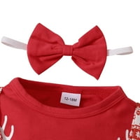 Lovebay 0-5T Djeca Dječja djevojka Božićne odjeće Ruffle dugi rukavi + suknja + suknja + trake za glavu