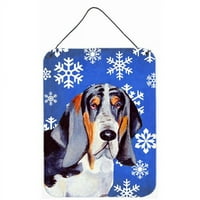 Basset Hound Winter Paflakes Holiminijski metalni zid ili viseći otisci