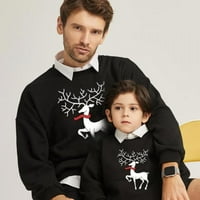 Porodica Bullpiano Uklapajući božićni džemper jesen zimski outfit dugih rukava Xmas pulover TOP odgovarajućim odijelima za porodične slike