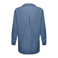 Ženski vrhovi bluza Žene Ležerne prilike s dugim rukavima, pune majice V-izrez Modni bijeli 4xl