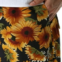 Groanlook muške hlače širom noge harem pant cvjetni print labavi fit obrezirane hlače na sredini struka