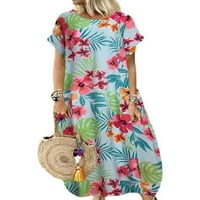 Capreze Dame Vintage Ljeto Plaža Sundress Kaftan cvjetni print Dugi haljina Plaža Kratki rukav Maxi
