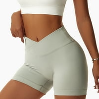 Miluxas Plus size Yoga kratke hlače Žene Čvrsto raspona Ženska visoke struke Široke pantalone za noge Yoga Hlače Kratke hlače Sive 10