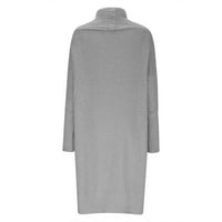 Ženski ležerni džemper - Redovan kardigan čvrst kornjač s dugim rukavima s dugim rukavima s dugim rukavima s dugim rukavima, gornji kaput gornja odjeća siva s