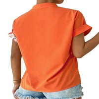 Voguele dame majica s kratkim rukavima bluza cvjetni print vrhovi plaže Tuničke majice Labavi narandžasti