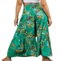 Bomotoo za žene Palazzo pant cvjetni print Loungewear široke noge pantalone zavoj pantalone na plaži